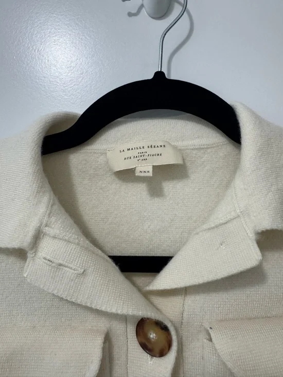 Sezane Cream Button-Front Cardigan Jacket - Picture 5 of 7